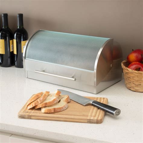 brushed stainless steel bread box|extra large bread box stainless.